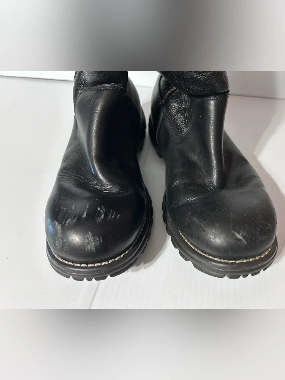 UGG SN 5490 black leather shearling tall boots winter snow women size 9